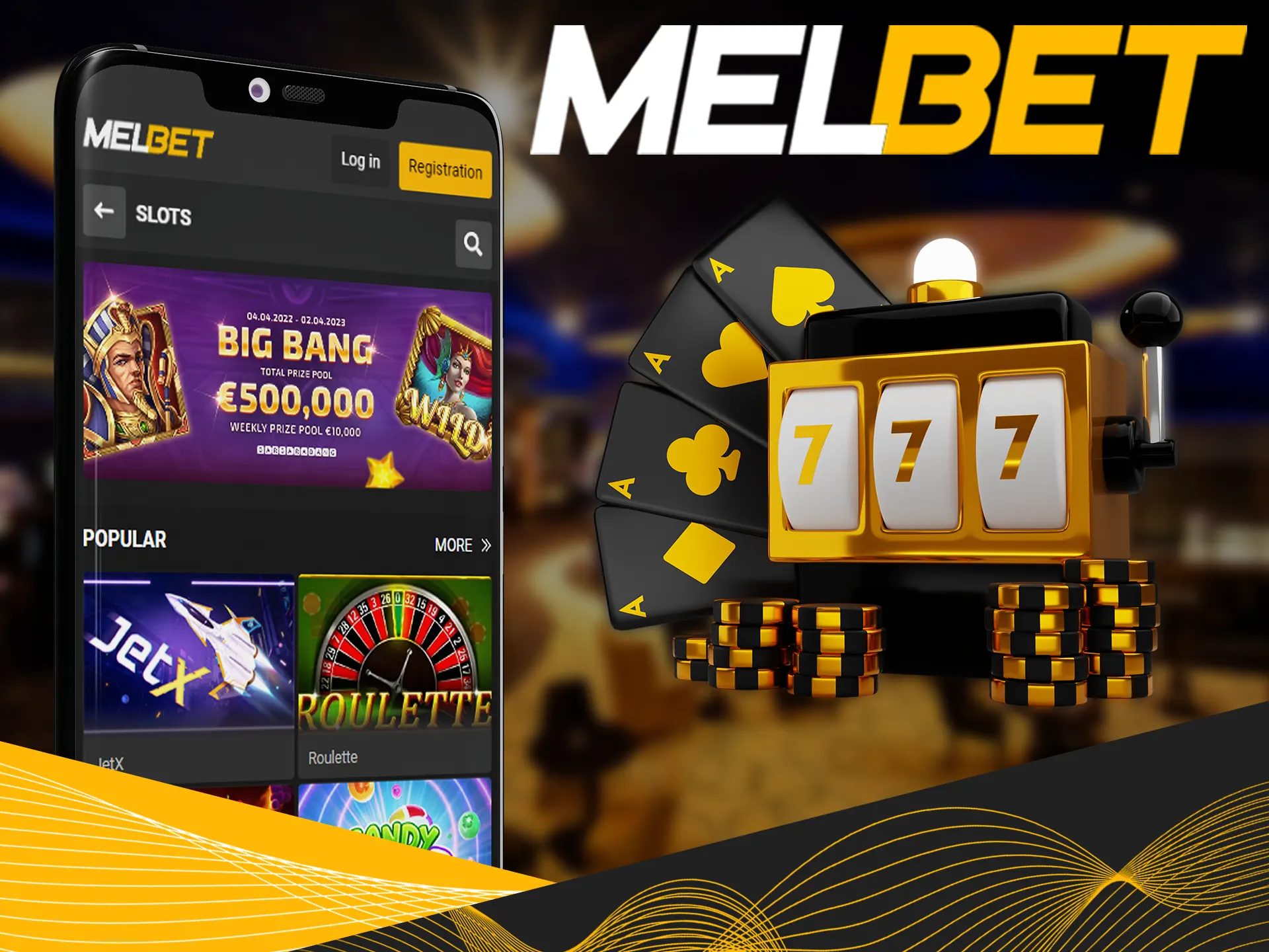 Play casino games using Melbet app.