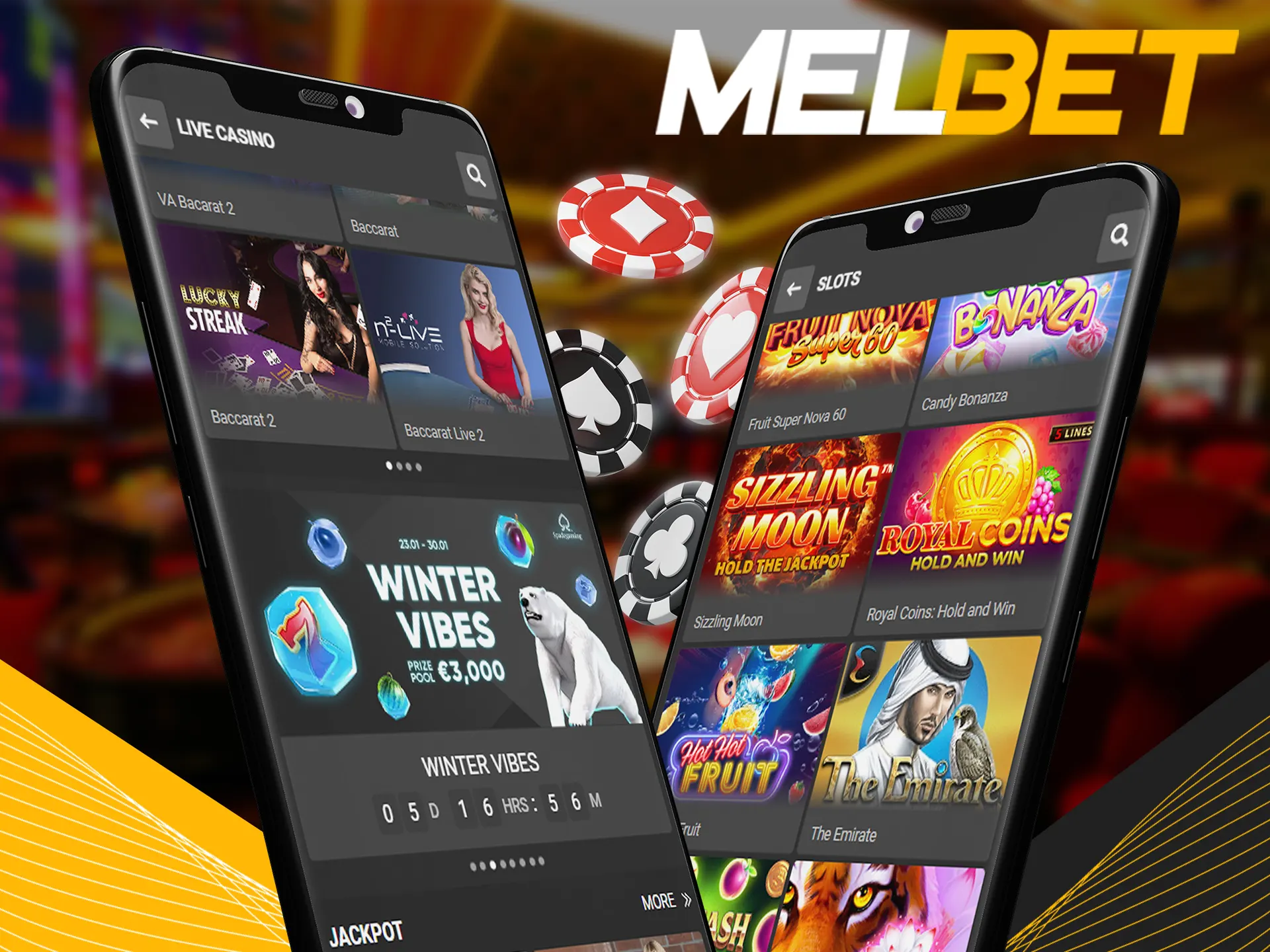 Search for your favourite casino games in app.