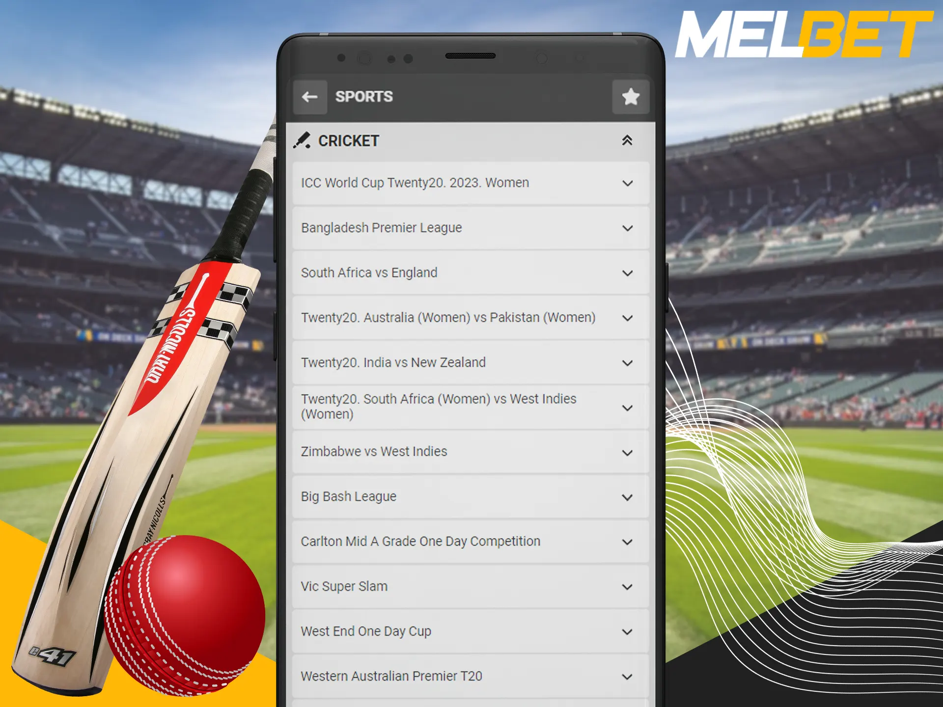 Make your cricket bets using the app.