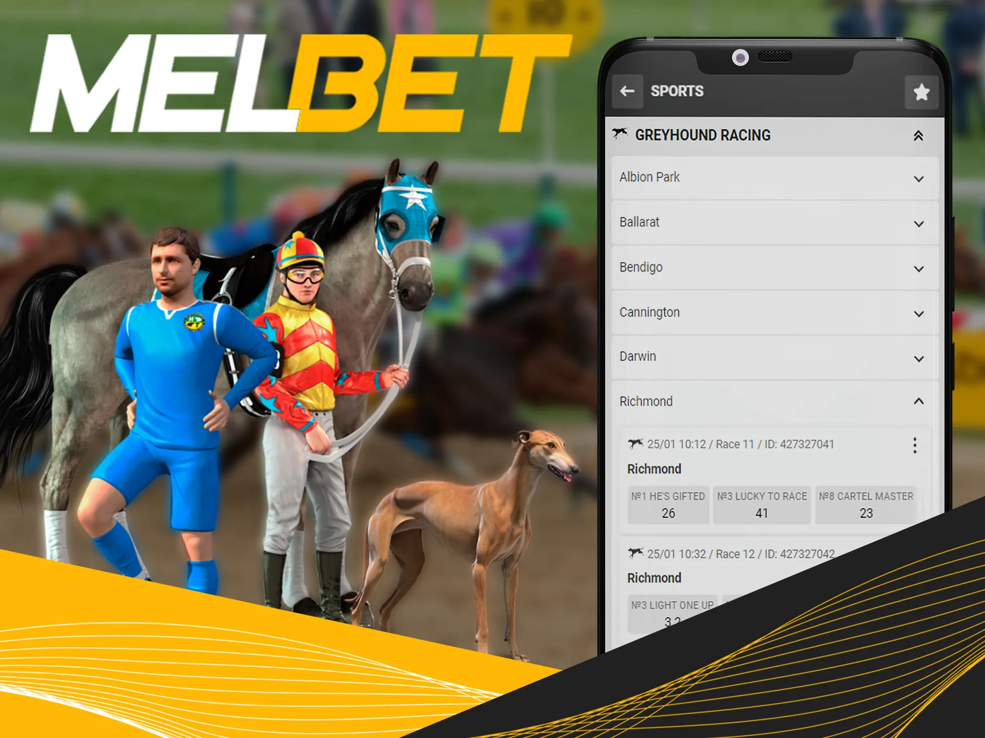 You can bet on virtual sports using Melbet app.