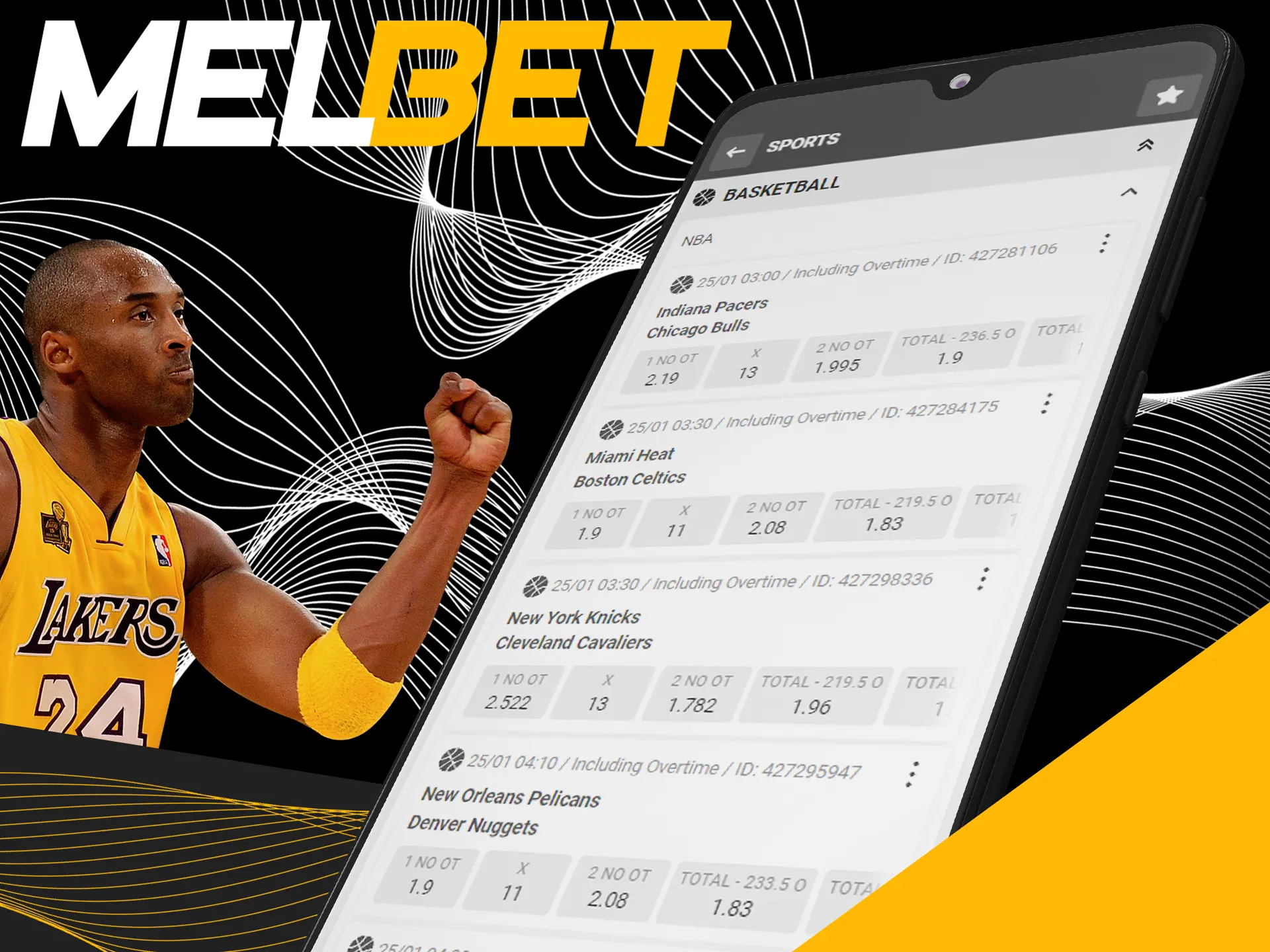 Make your basketball bets using Melbet app.