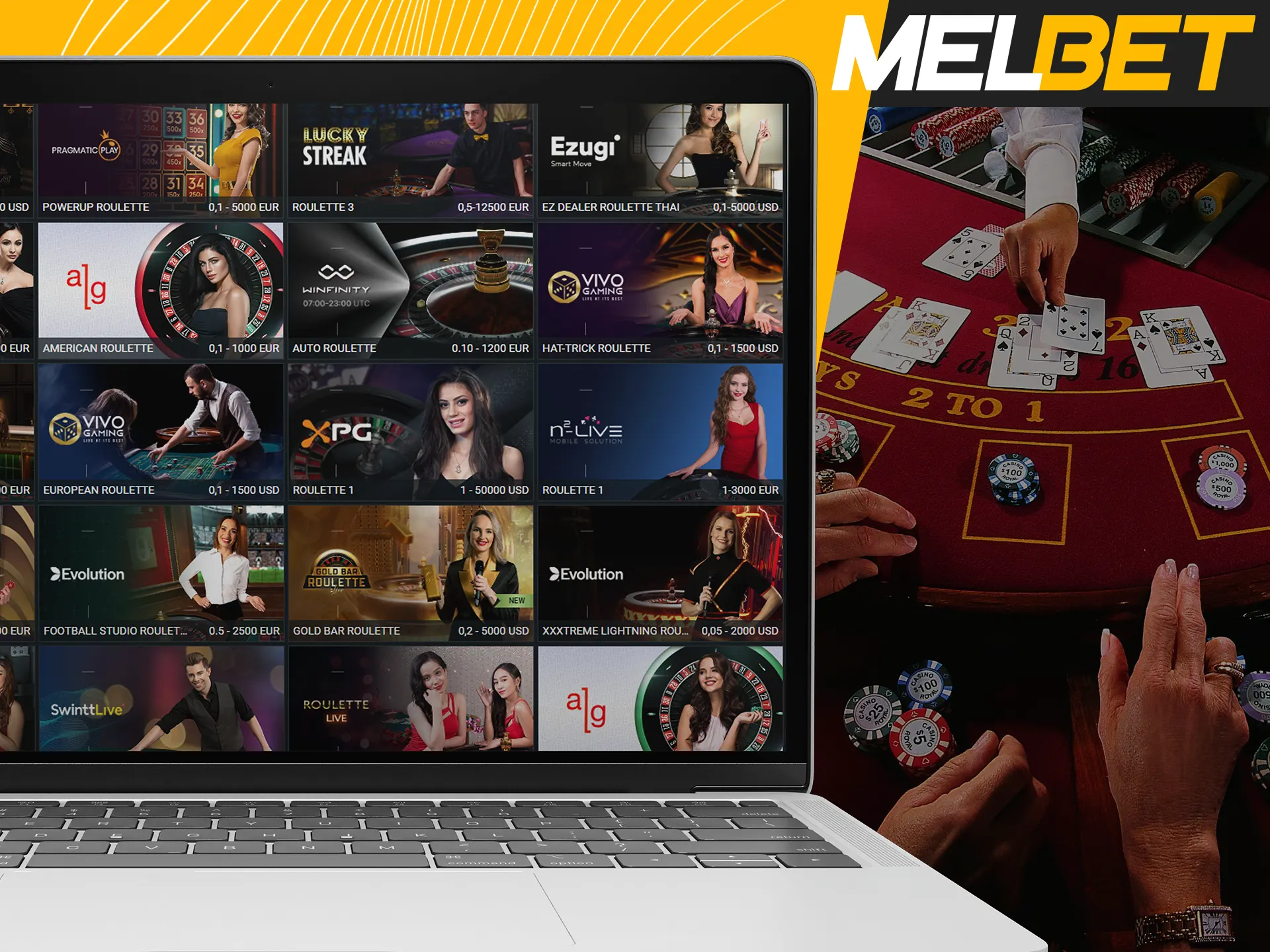 Play Melbet table games with real people,