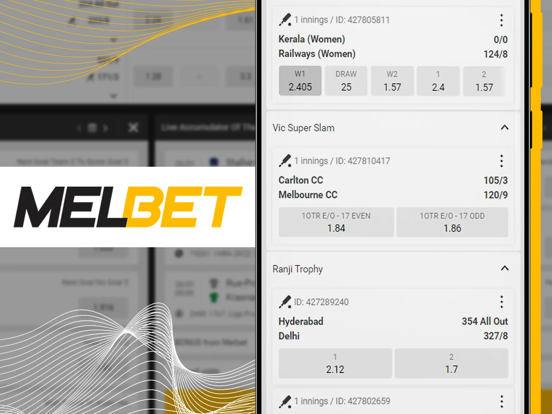 Choose proper betting odds value and make your bet.