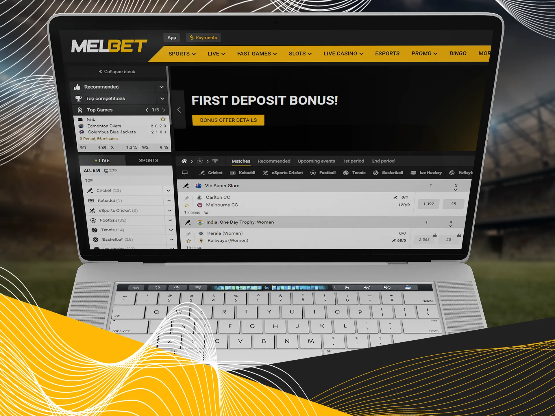 Visit Melbet website using any device with internet connection.