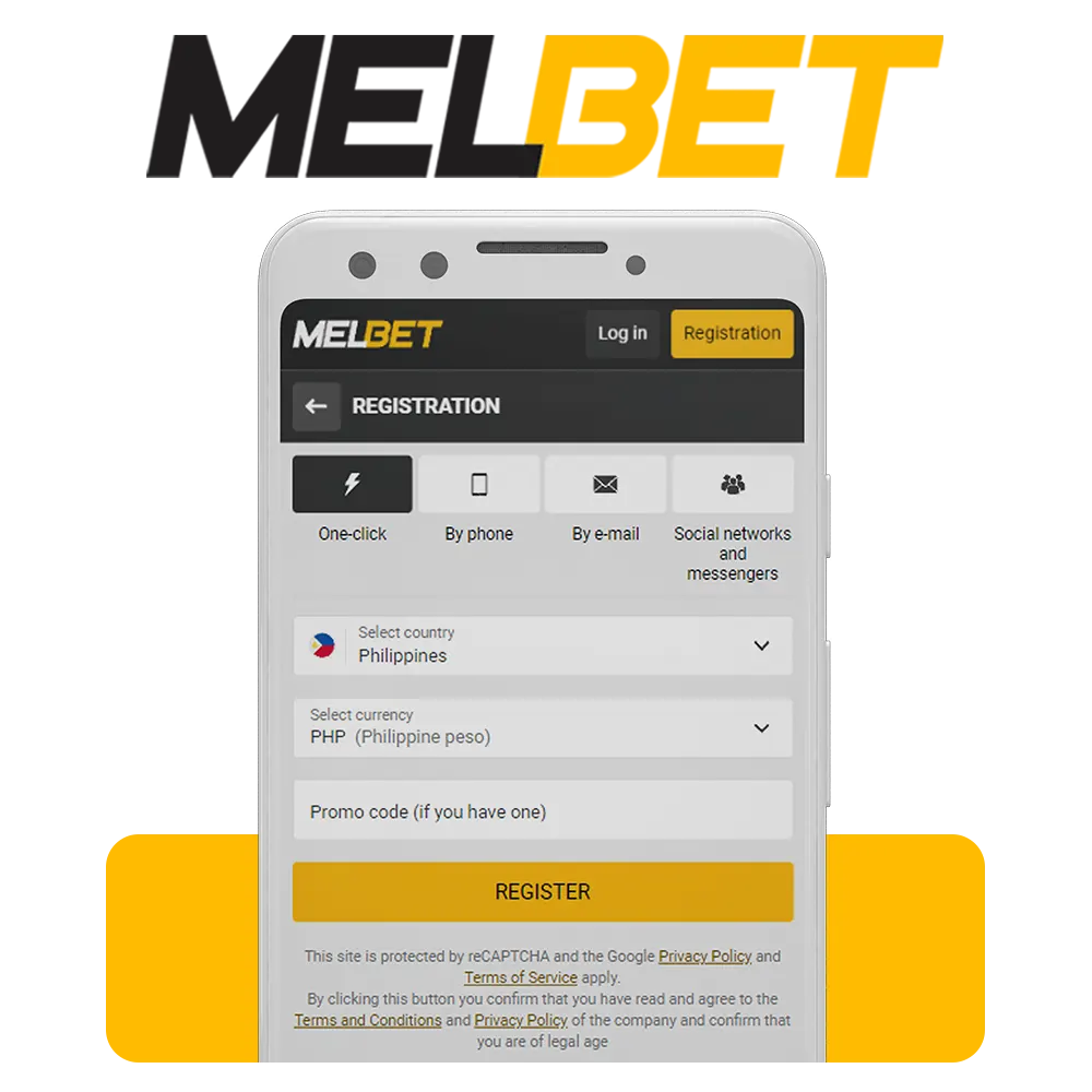 Register in just two clicks at Melbet.