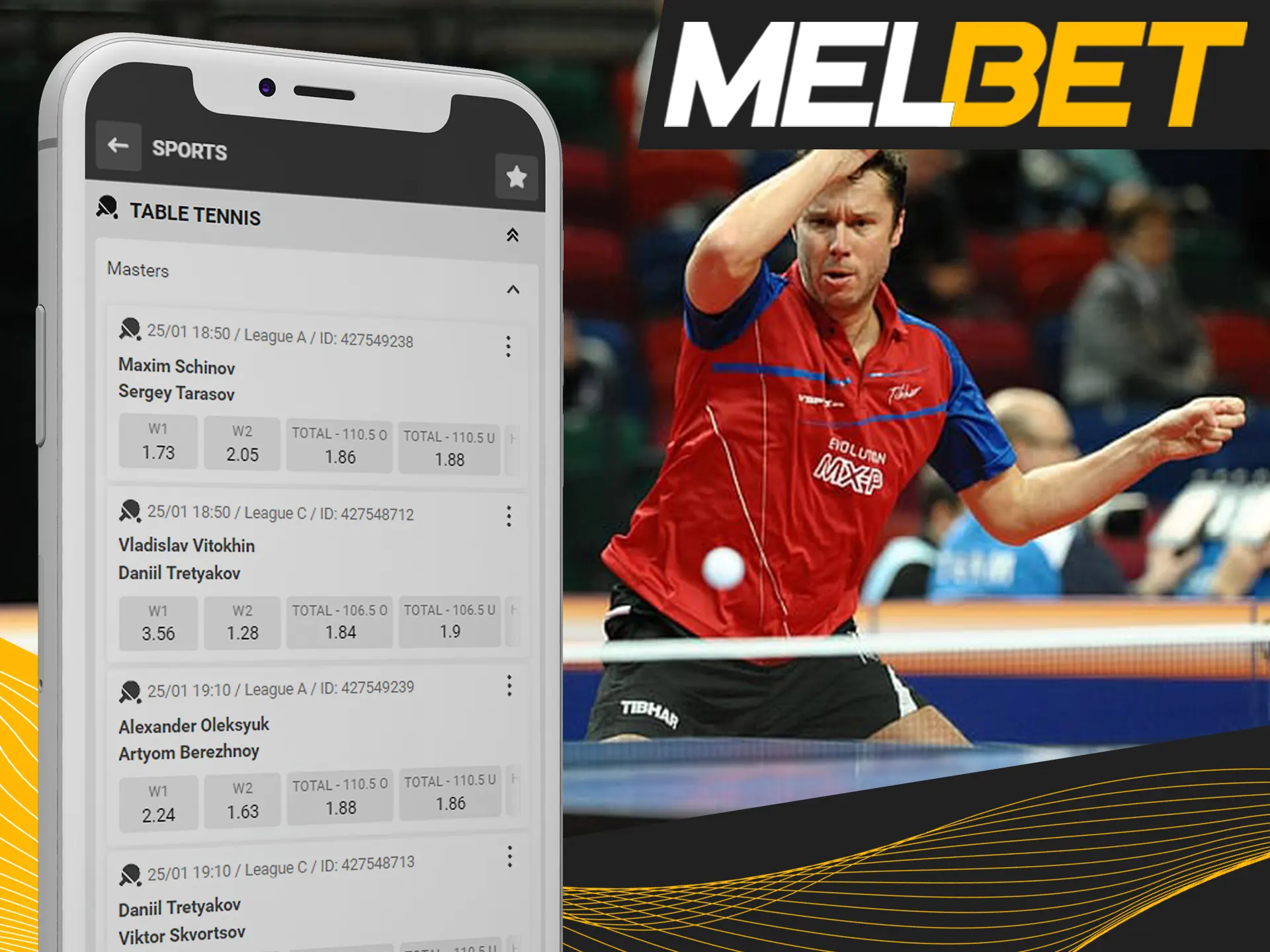 Melbet is a best place to bet on table tennis matches.