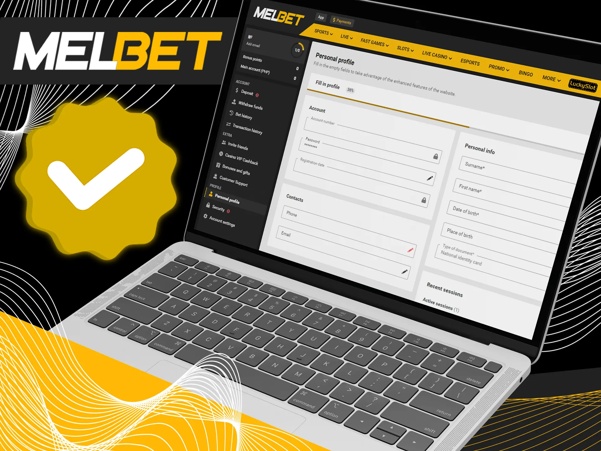 Verify your Melbet account by providing data.