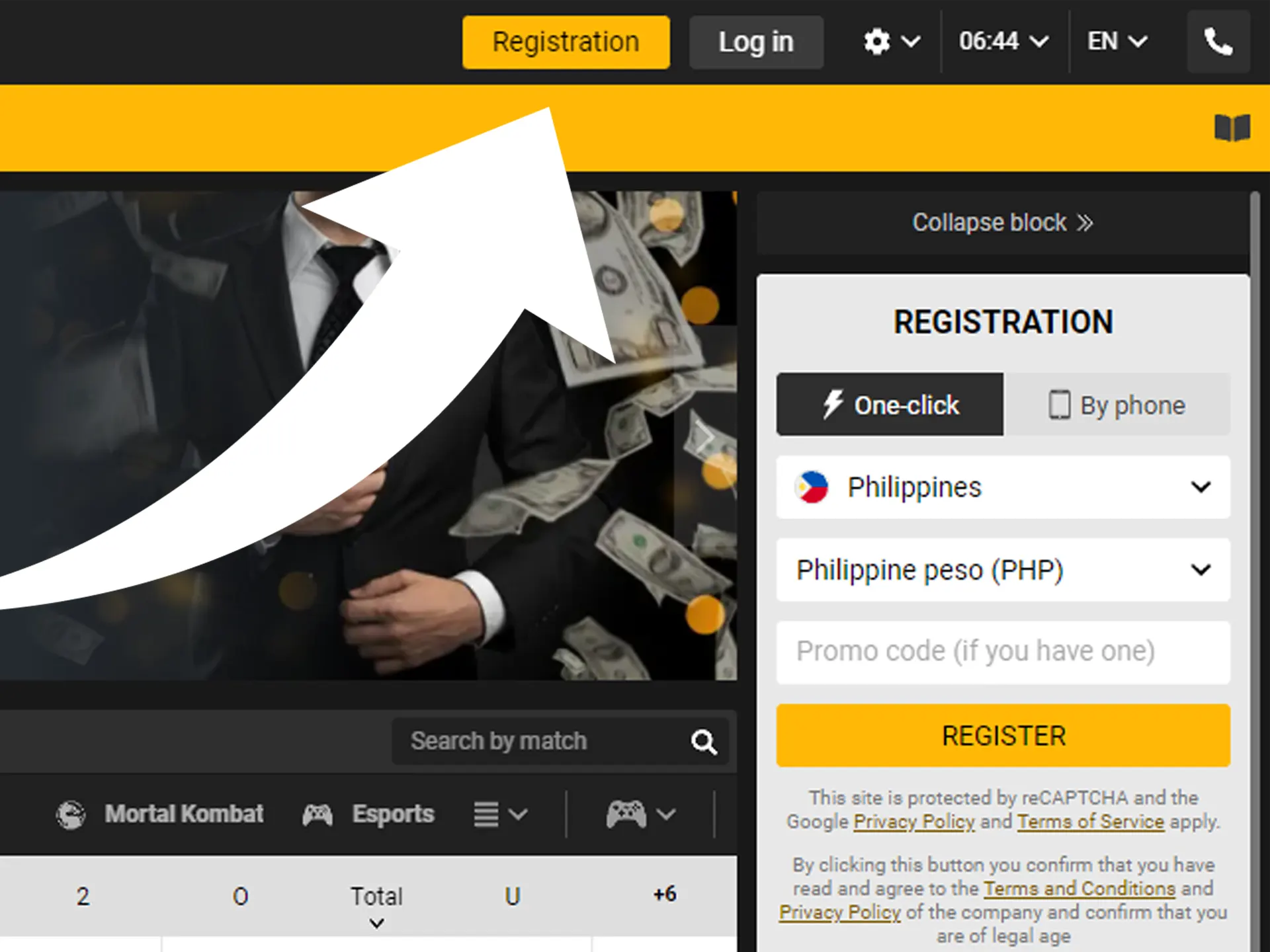 Search for registration method on main page.