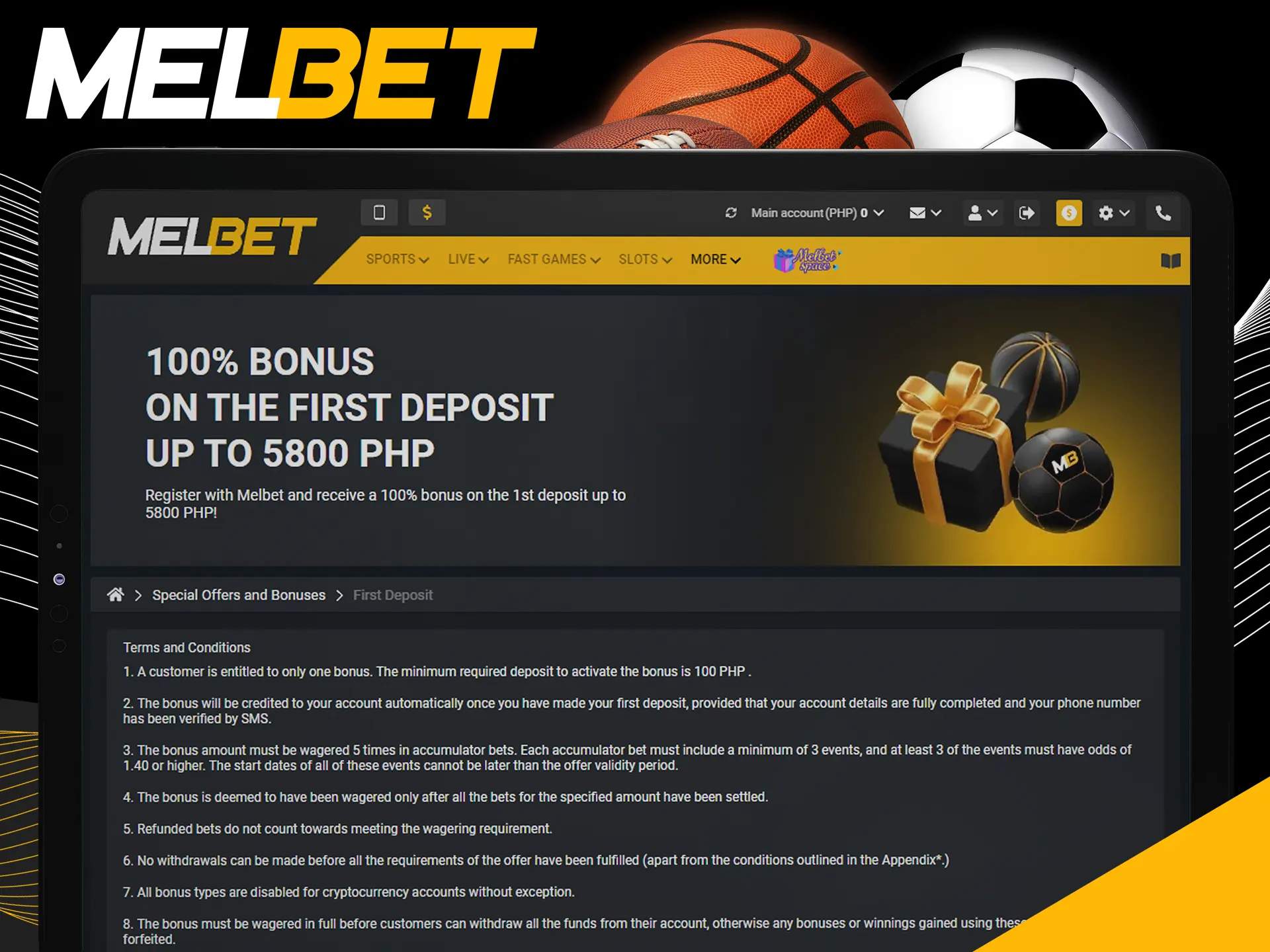 Deposit at Melbet for start betting on sports.